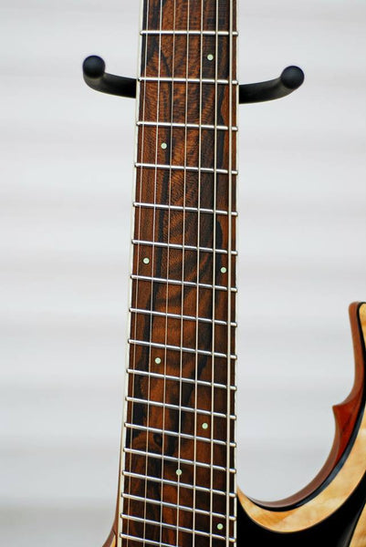 Skervesen Chiroptera 7: (Left Handed)  25.4 - 27" Multiscale. Quilted Maple/Ebony/Ebiara