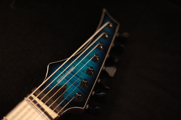 Skervesen: Custom Chiroptera 7 : Flame Maple Over Limba (Korina) Body Electric Guitar